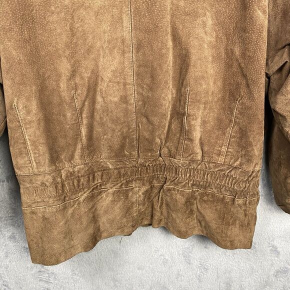 Vtg Pelle Jacket Mens Large Brown Leather Black Patches Retro Classic Biker - Picture 6 of 11